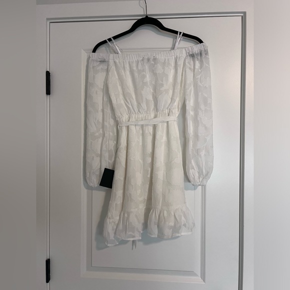 Lulus Tomorrow and Always Off The Shoulder White Burnout Floral Mini Dress - Picture 8 of 8